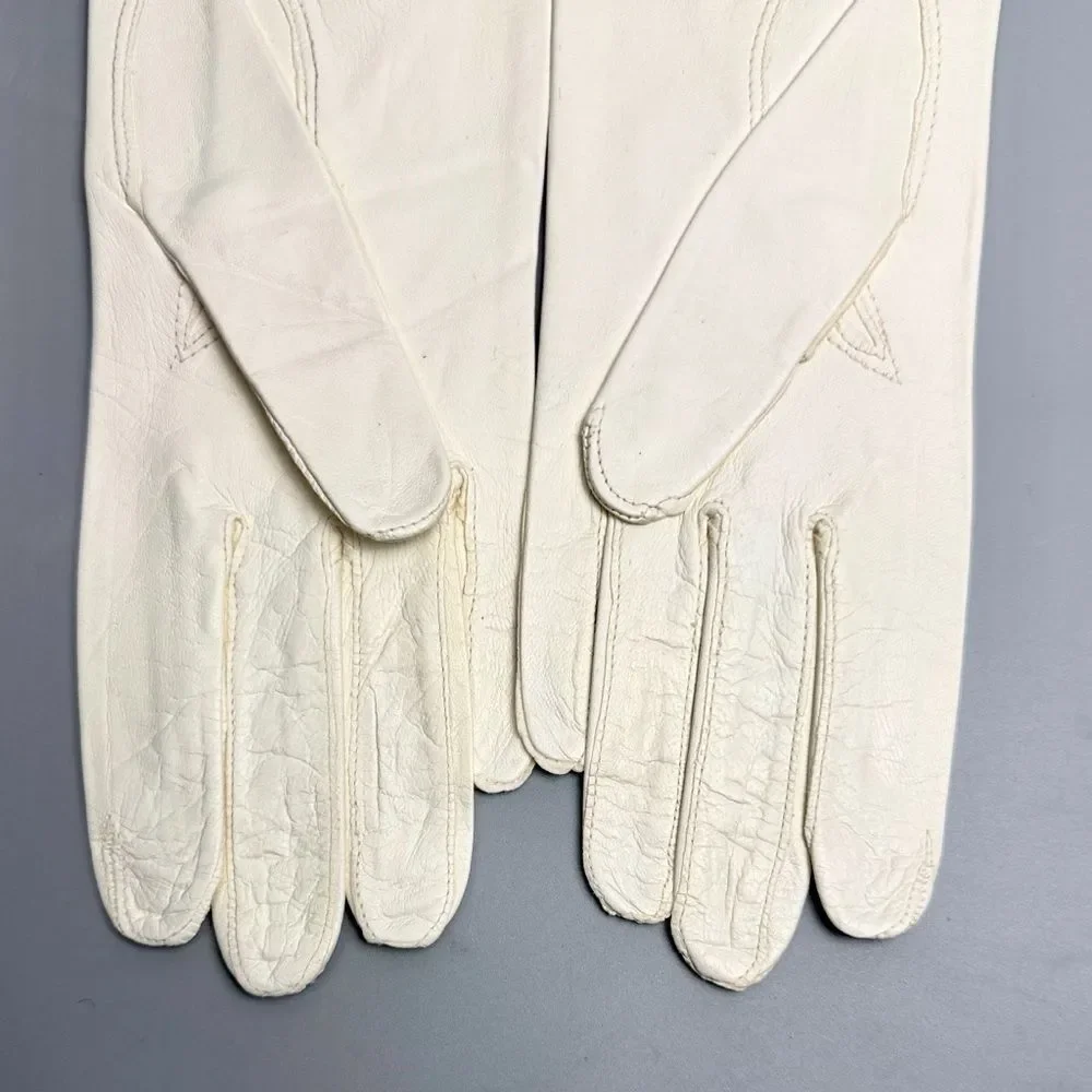 NWT White Leather Dress Gloves Amedeo Perrone Italy Vintage Women's Size 7